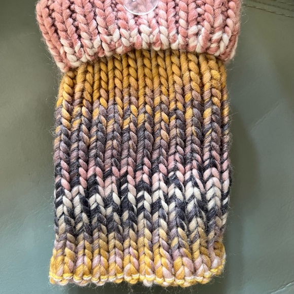 Rare OMBRE HAND WARMERS Gorgeous KNIT Soft MUTED Warm Pink/Purple-Gray/Goldenrod - Picture 9 of 9